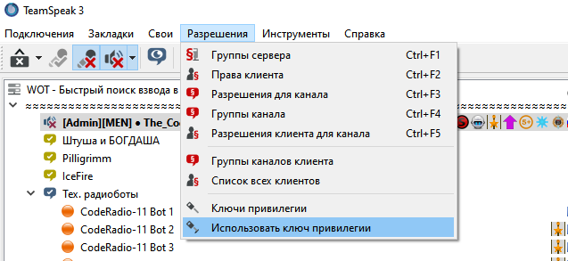 Пункт "Использовать ключ привилегии"